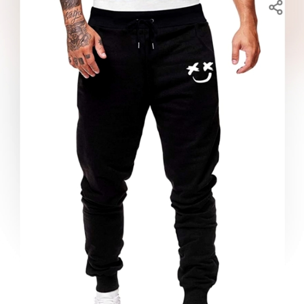 Romwe Men's Graphic Sweatpants Athletic Running Gym Jogger Pants with Pocket